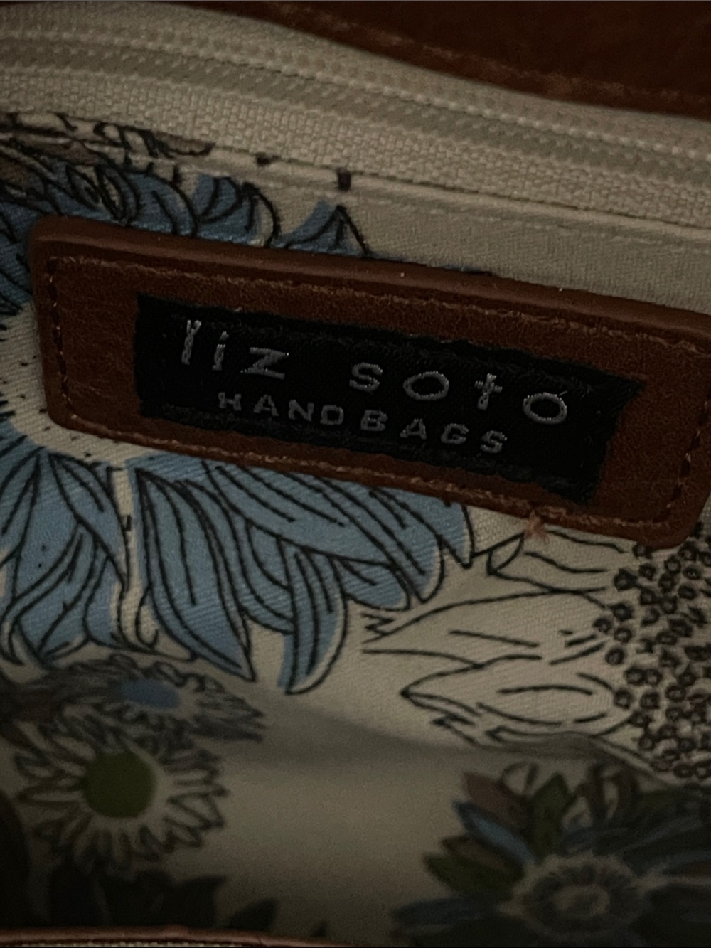 Liz Soto Faux and Canvas Satchel-Brown and Cream - Picture 8 of 13